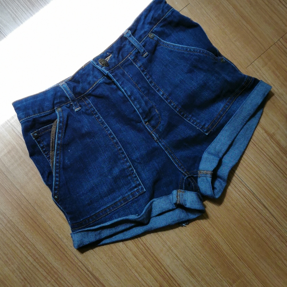 FREE PEOPLE HIGH WAISTED DENIM DARK WASH